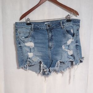 Ms. Cello Light Blue Heavily Distressed Cutoff Jean Shorts Size 2x